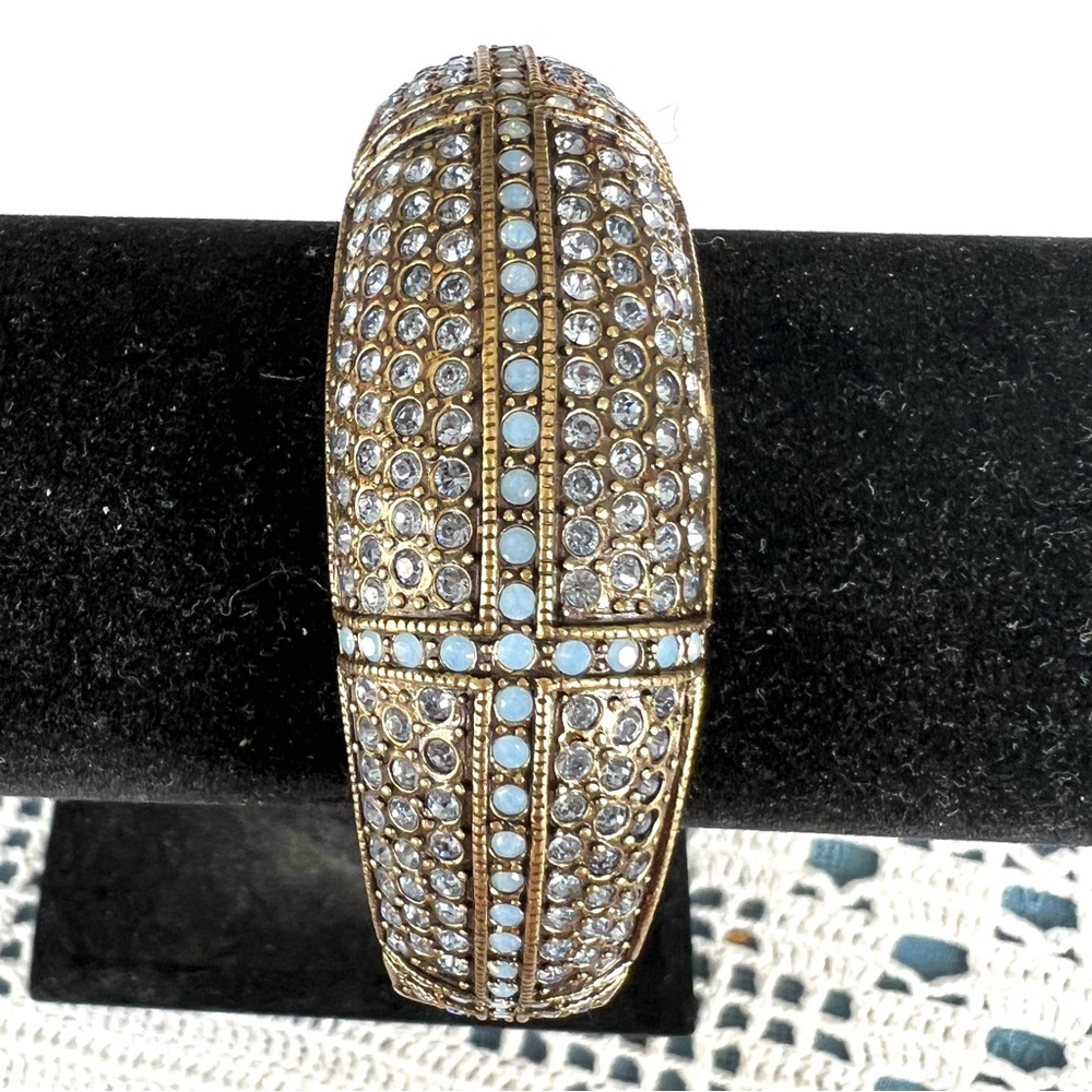 Heidi Daus Crystalicious bangle clamper bracelet blue & opal Swarovski crystals